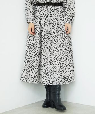 ＜GEORGES RECH (Women/小さいサイズ)＞［日本製／セットアップ対応］レオパードギャザーフレアスカート