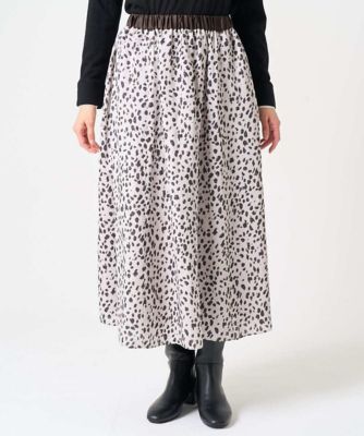 日本製／セットアップ対応］レオパードギャザーフレアスカート