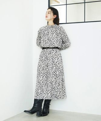 日本製／セットアップ対応］レオパードギャザーフレアスカート