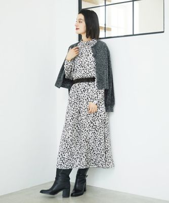 日本製／セットアップ対応］レオパードギャザーフレアスカート