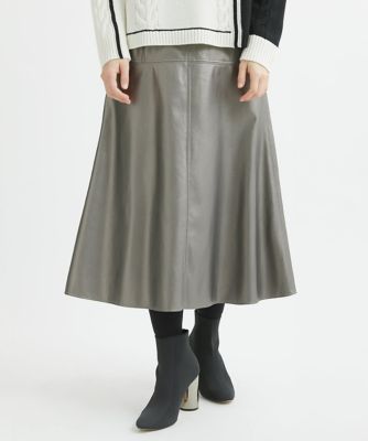 ＜GEORGES RECH (Women/小さいサイズ)＞フェイクレザーメタリックＡラインロングスカート