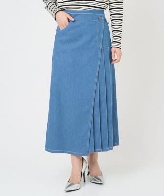 ＜GEORGES RECH (Women/小さいサイズ)＞［セットアップ対応］アシンメトリープリーツラップデニムスカート