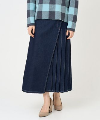 ［セットアップ対応］アシンメトリープリーツラップデニムスカート