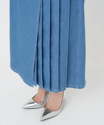 ［セットアップ対応］アシンメトリープリーツラップデニムスカート