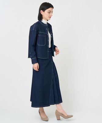［セットアップ対応］アシンメトリープリーツラップデニムスカート