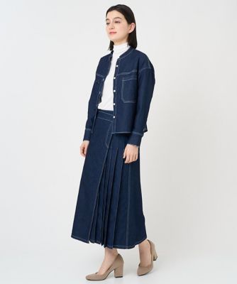 ［セットアップ対応］アシンメトリープリーツラップデニムスカート