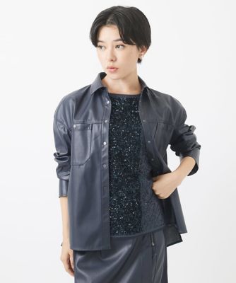 ［セットアップ対応］ライトレザーシャツブルゾン
