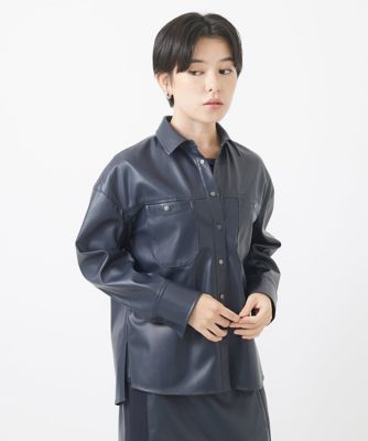 ［セットアップ対応］ライトレザーシャツブルゾン