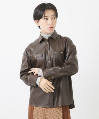 ［セットアップ対応］ライトレザーシャツブルゾン