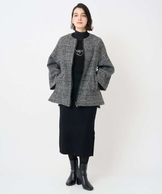 シルクウールグレンチェックポンチョジャケット | GEORGES RECH (Women