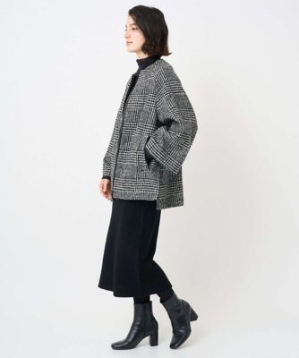 シルクウールグレンチェックポンチョジャケット | GEORGES RECH (Women