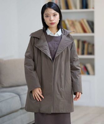 SALE⭐︎ES RECH ダブルウールコート 38 背中ダウン入り ステッチレス2WAYカラーミドルダウンコート | GEORGES RECH (Women