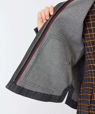 セットアップ対応］ノーカラーブラックデニムブルゾン | GEORGES RECH