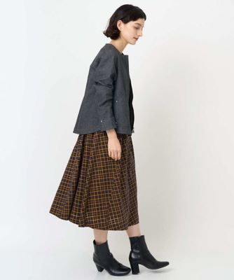 セットアップ対応］ノーカラーブラックデニムブルゾン | GEORGES RECH