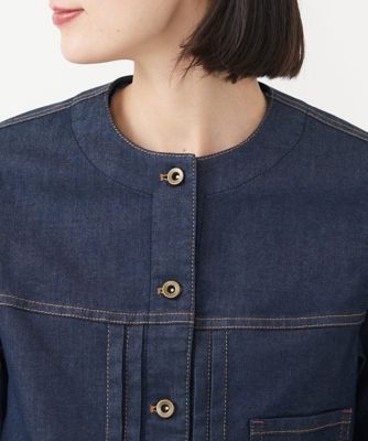 ノーカラーデニムブルゾン | GEORGES RECH (Women/小さいサイズ