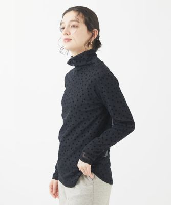 ES RECH / ジョルジュ・レッシュ [日本製]チュールドットフロッキーハイネックプルオーバー チュールドットフロッキーハイネックプルオーバー | GEORGES