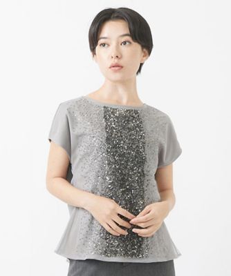 スパンコール刺繍フレンチスリーブカットソー
