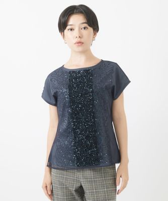 スパンコール刺繍フレンチスリーブカットソー