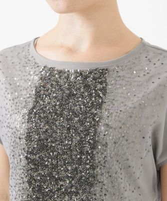 スパンコール刺繍フレンチスリーブカットソー