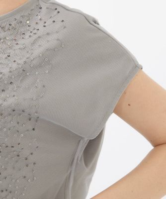 スパンコール刺繍フレンチスリーブカットソー