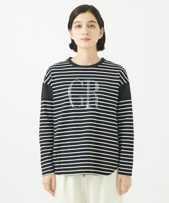 ジョルジュ・レッシュ（ES RECH）/クリアスパンコールロゴボーダーカットソー クリアスパンコールロゴボーダーカットソー | GEORGES RECH (Women