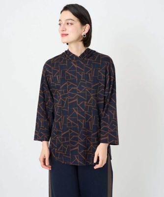 日本製］ダブルフェイスミニフード9分袖ロゴカットソー | GEORGES