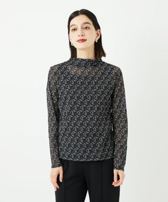 GEORGES RECH (Women/小さいサイズ)/ジョルジュレッシュ [日本製]シアーボトルネックロゴカットソー 94ブラック トップス【三越伊勢丹/公式】