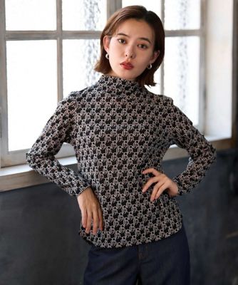美品☆PGG☆ハイネックカットソー 日本製］モノグラムシアーハイネックカットソー | GEORGES RECH (Women