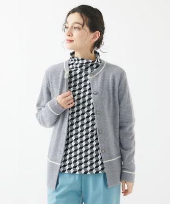 ［日本製］幾何ジャガードボトルネックカットソー
