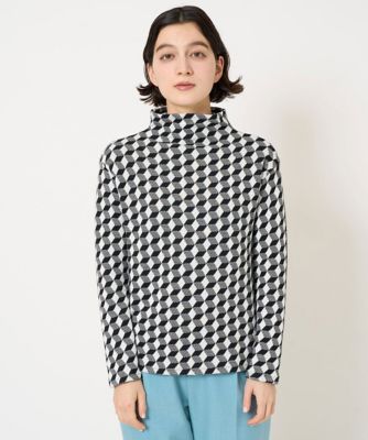 ［日本製］幾何ジャガードボトルネックカットソー