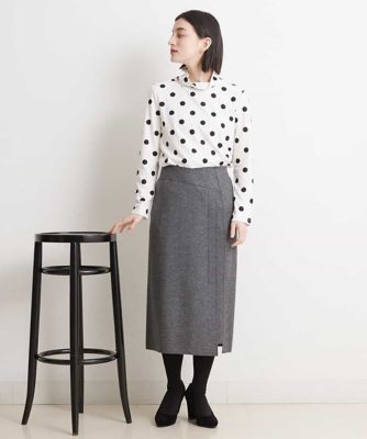 【洗える】ドットハイネックカットソー