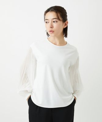 ＜GEORGES RECH (Women/小さいサイズ)＞プリーツスリーブジャージープルオーバー