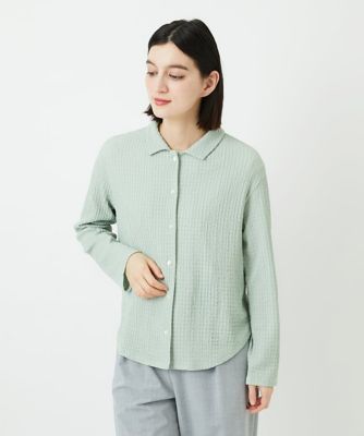 ＜GEORGES RECH (Women/小さいサイズ)＞ジャカードシャツ襟ジャージブラウス