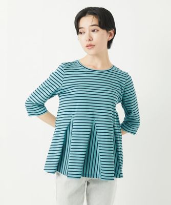 ＜GEORGES RECH (Women/小さいサイズ)＞［日本製］ボーダーペプラム７分袖カットソー