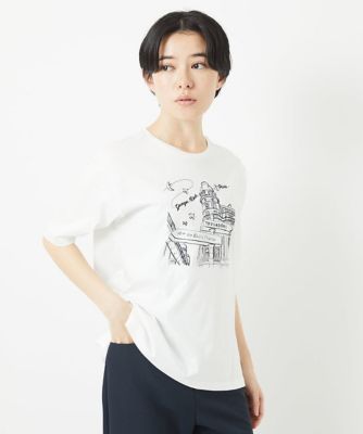 ＜GEORGES RECH (Women/小さいサイズ)＞ドライコットンイラスト刺繍Ｔシャツ