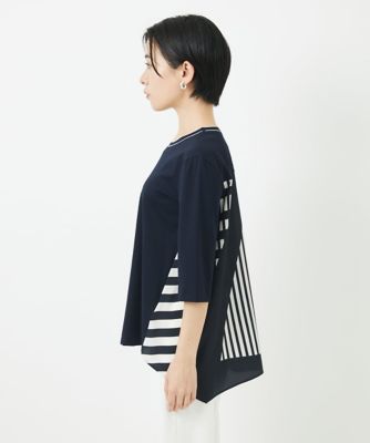 バックシャン幾何プリントカットソー