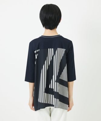 バックシャン幾何プリントカットソー