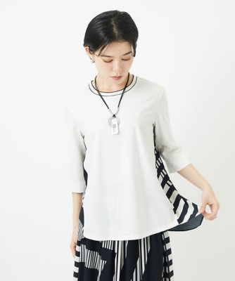 バックシャン幾何プリントカットソー