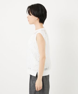 ［２点セット］チュールテープ刺繍タンク付きノースリーブプルオーバー