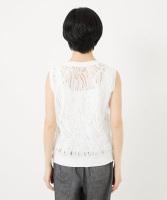 ［２点セット］チュールテープ刺繍タンク付きノースリーブプルオーバー