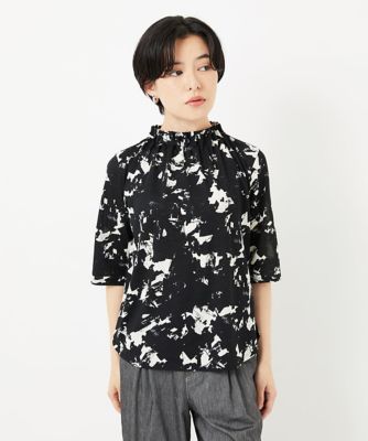 ＜GEORGES RECH (Women/小さいサイズ)＞［日本製］ギャザーハイネック５分袖カットソー