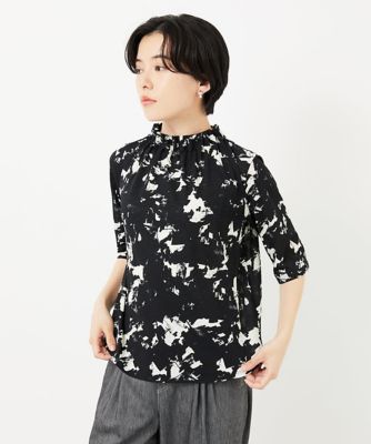 ES RECH / ジョルジュ・レッシュ ギャザーハイネック5分袖カットソー ジョルジュ・レッシュ GEORGES RECH ギャザーハイネック5分袖