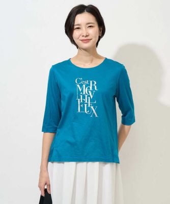 ＜GEORGES RECH (Women/小さいサイズ)＞メタリックロゴプリント５分袖カットソー