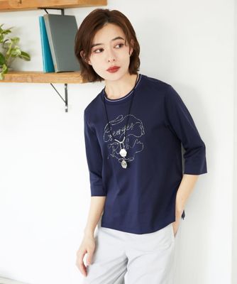 ＜GEORGES RECH (Women/小さいサイズ)＞［接触冷感］ラメコード刺繍ロゴカットソー