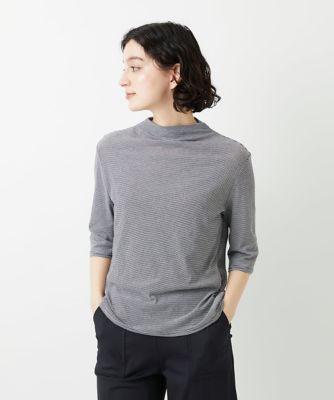 ＜GEORGES RECH (Women/小さいサイズ)＞［日本製］ボトルネックセミシアーボーダーカットソー