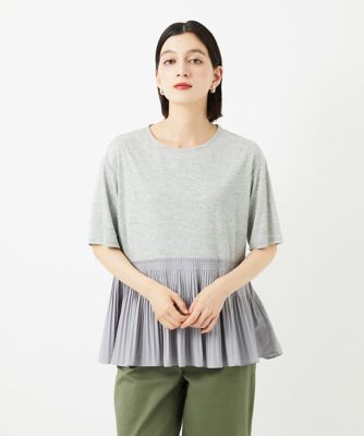 ＜GEORGES RECH (Women/小さいサイズ)＞レーヨンプリーツ切替ペプラムカットソー