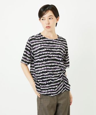 【SALE】GEORGES RECH (Women/小さいサイズ)/ジョルジュレッシュ [日本製]ランダムボーダータックジャージーカットソー 94ブラック系 トップス【三越伊勢丹/公式】