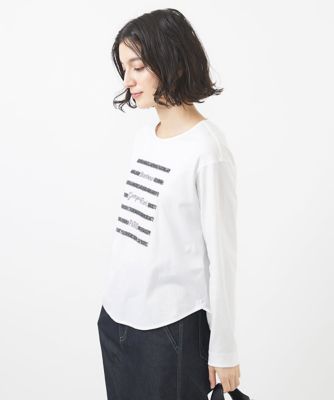 スパンコールロゴ刺繍カットソー