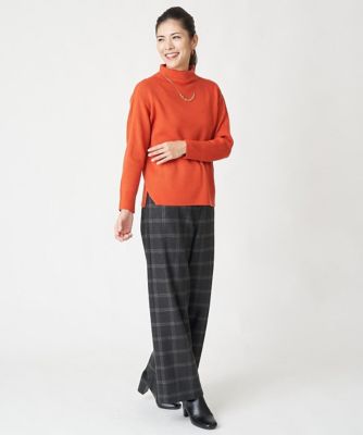 ［日本製］両面起毛チェックワイドストレートラメパンツ