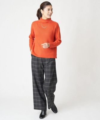 ［日本製］両面起毛チェックワイドストレートラメパンツ